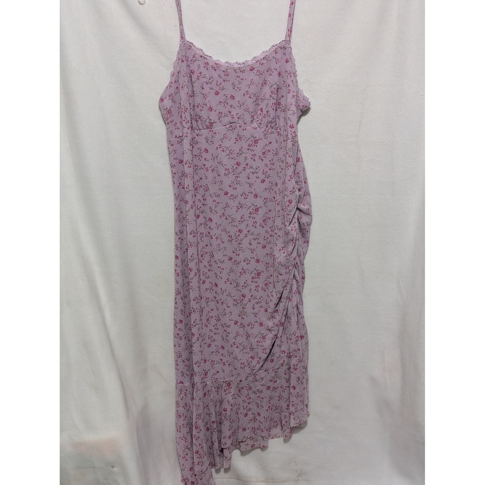 Wild Fable Lavender Floral Mesh Ruched Asymmetrical Midi Slip Dress Womens XL